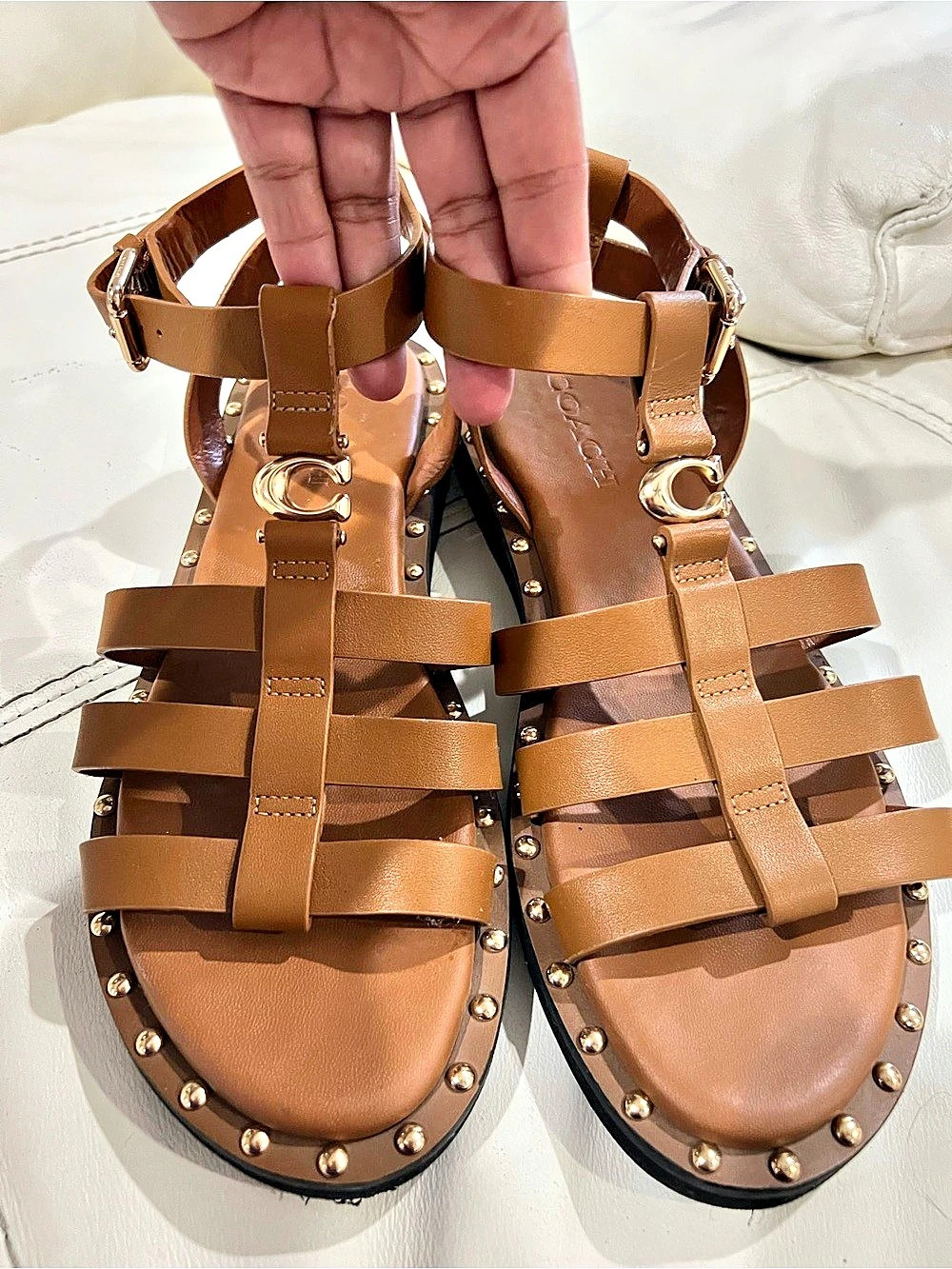 Coach Giselle Gladiator Sandal Studded Sandals in Brown